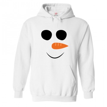 Cute Snowman Face Classic Unisex Kids and Adults Pullover Hoodie									 									 									